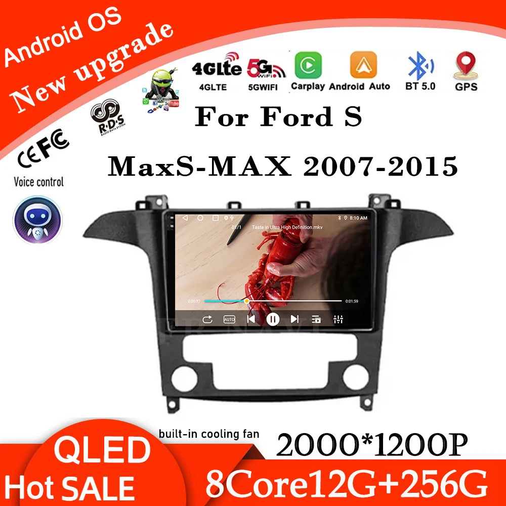 

9 lnch For Ford S MaxS-MAX 2007-2015 Android 14 Car Radio Carplay Video Multimedia Navigation QLED GPS 4G Let