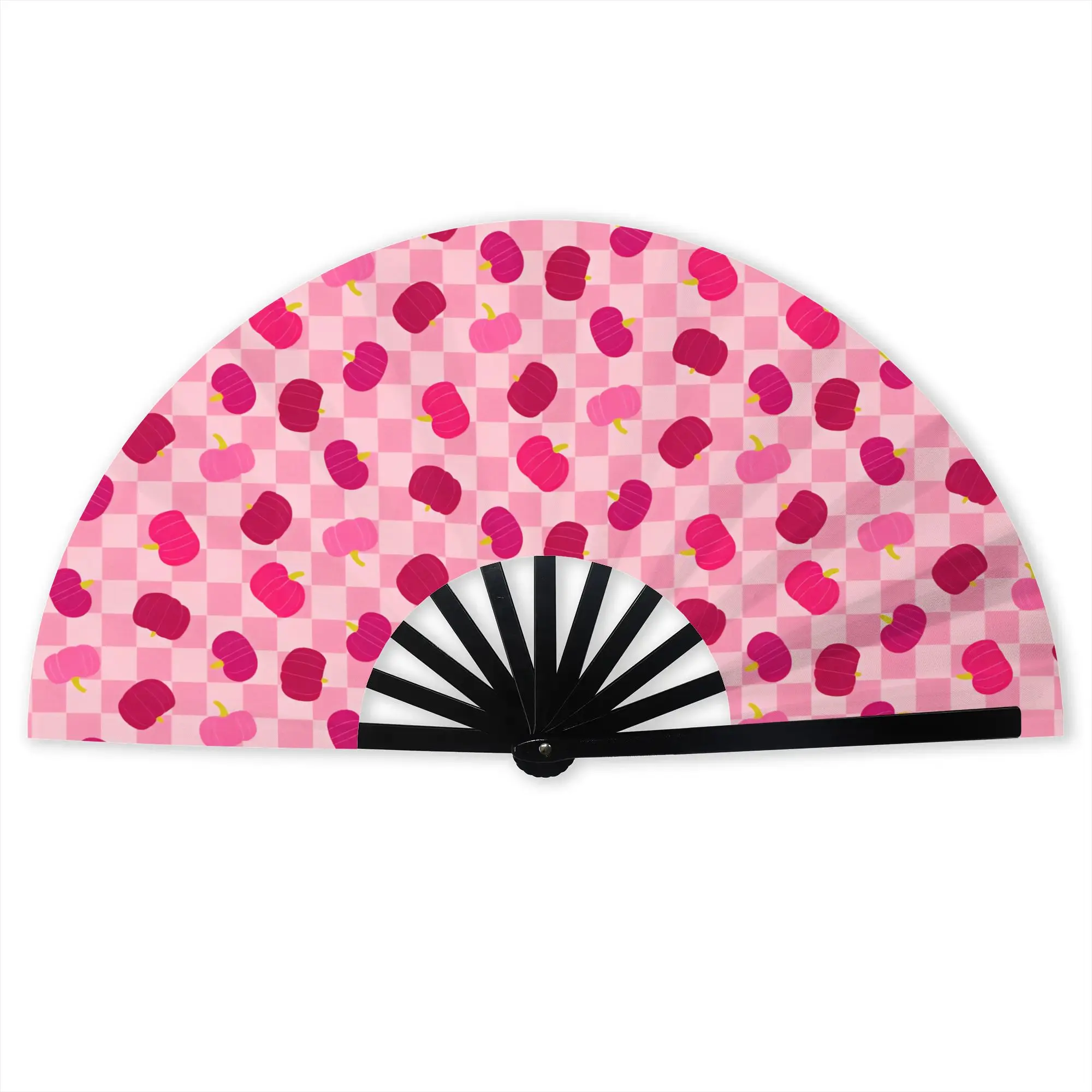 Pumpkin Patch Halloween Bright Pink on Pink Traditional Folding Fan High-Quality Fans Gift Elegant Decorative Hand Fan