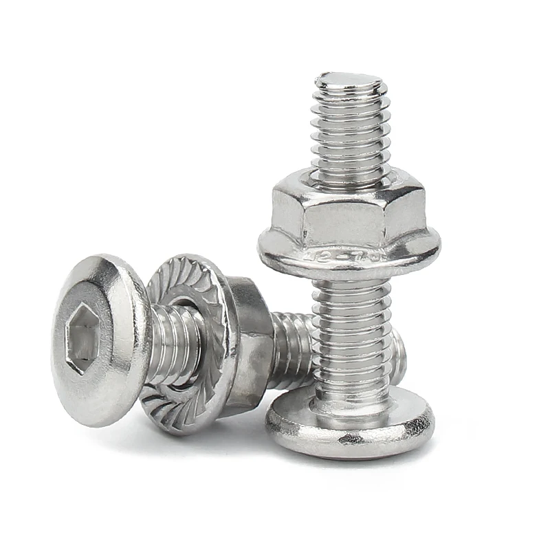 M3M4M5M6M8M10M12 Juego de tornillos y tuercas Allen con cabeza hexagonal plana grande de acero inoxidable 304 para perno de junta de conector de muebles