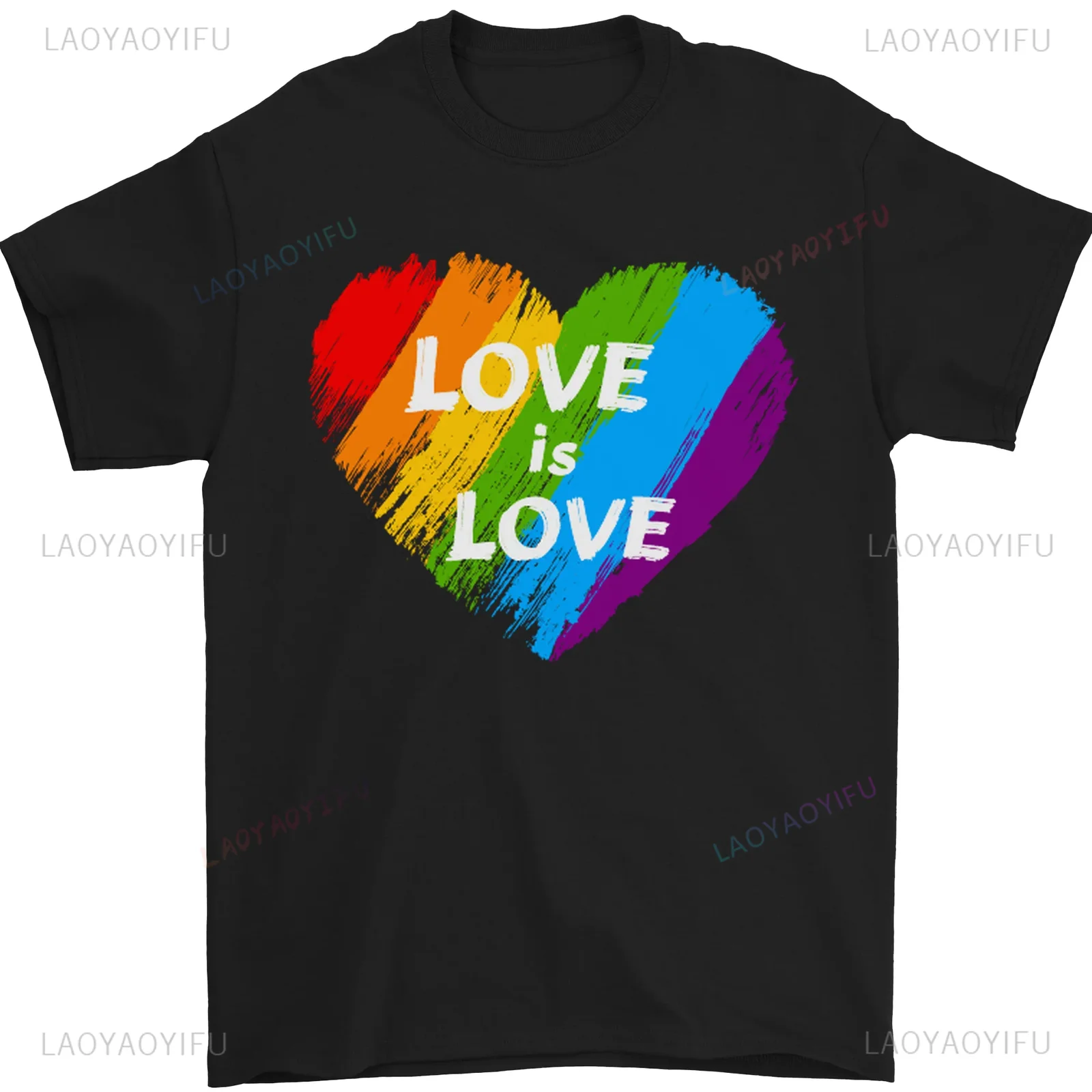 تي شيرت رجالي LGBT Love Is Love Gay Pride Day Awareness 100% قطن برقبة دائرية