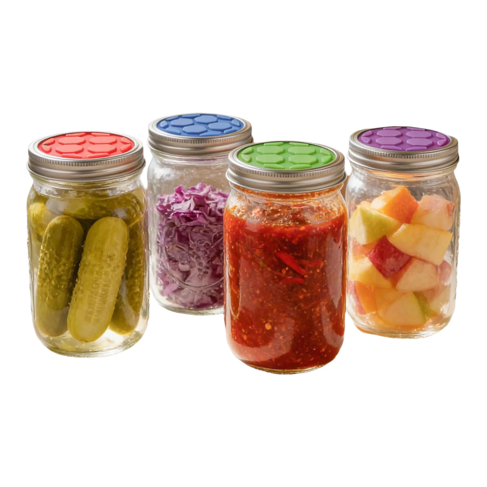 4Pcs Silicone Wide Mouth Lids Rotatable Fermentation Lids for Mason Jars One-way Valve System for Pickles Kimchi Sauerkraut
