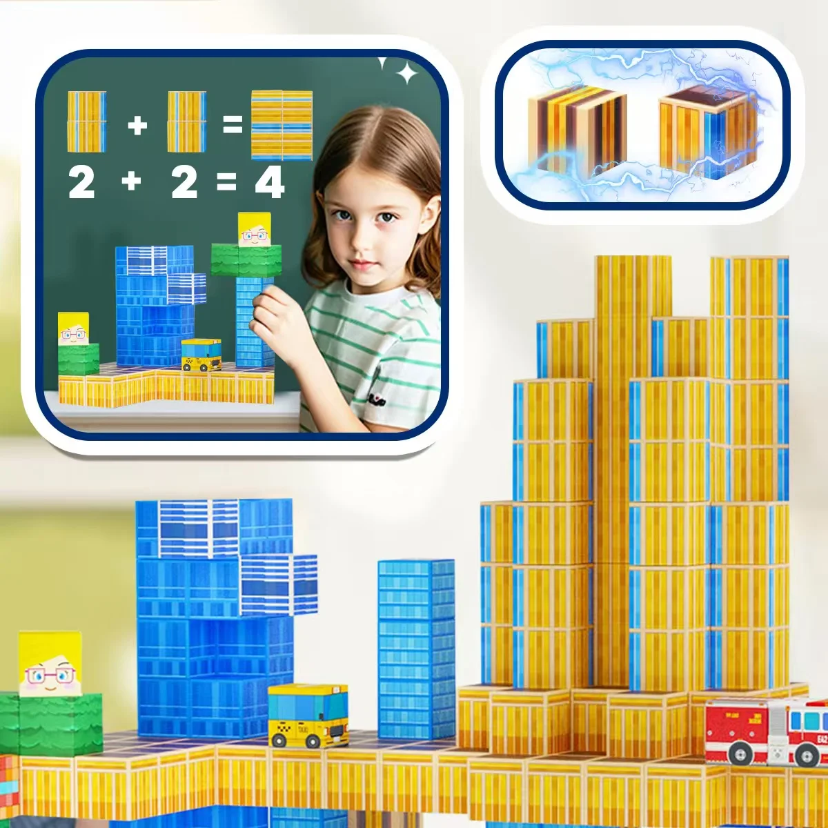 Magnetic Block Set, Building Cube Games, Magnetic Tile Building Block Toys, Stacking Magnets for Kids, Birthday Gifts for Boys