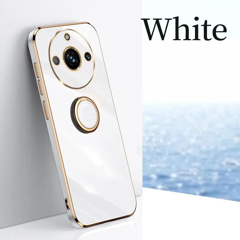 Realme11 4g 5g Luxury Plating Ring Holder Phone Case For Oppo Realme 11 Pro Plus Soft Silicone Protect Stand Back Cover 11pro