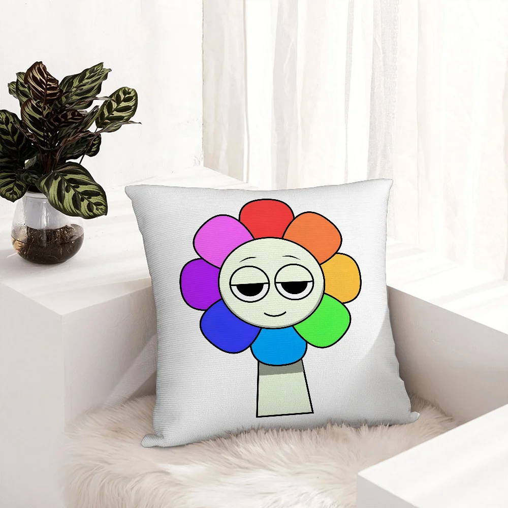 

S-Sprunki Incredibox Cartoon Pillow Case Plush Fabric Soft Pillowcase Double Sided Print Sofa Cushion Cover Throw Pillow Cover