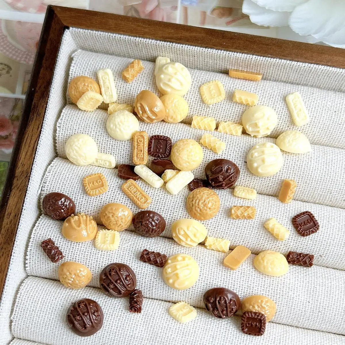 50PCS New Creative Square Biscuit Egg Roll Resin Nail Charms Colorful Luminous Semicircle Chocolate Nail Art Decorations for DIY - Image 5