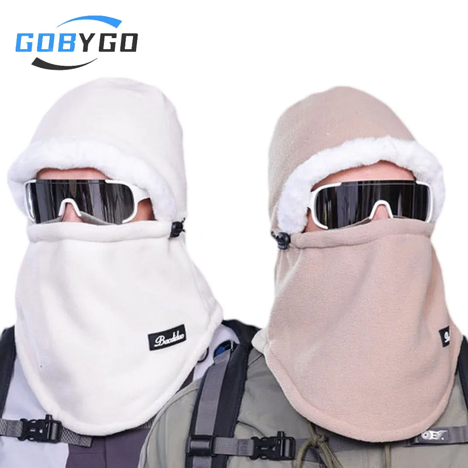 GOBYGO Ski Face Mask Adding Fleece Keep Warm Windproof Cold-Proof Scarf Snow Neck Guard Hat Outdoor Sports Cycling Men Women
