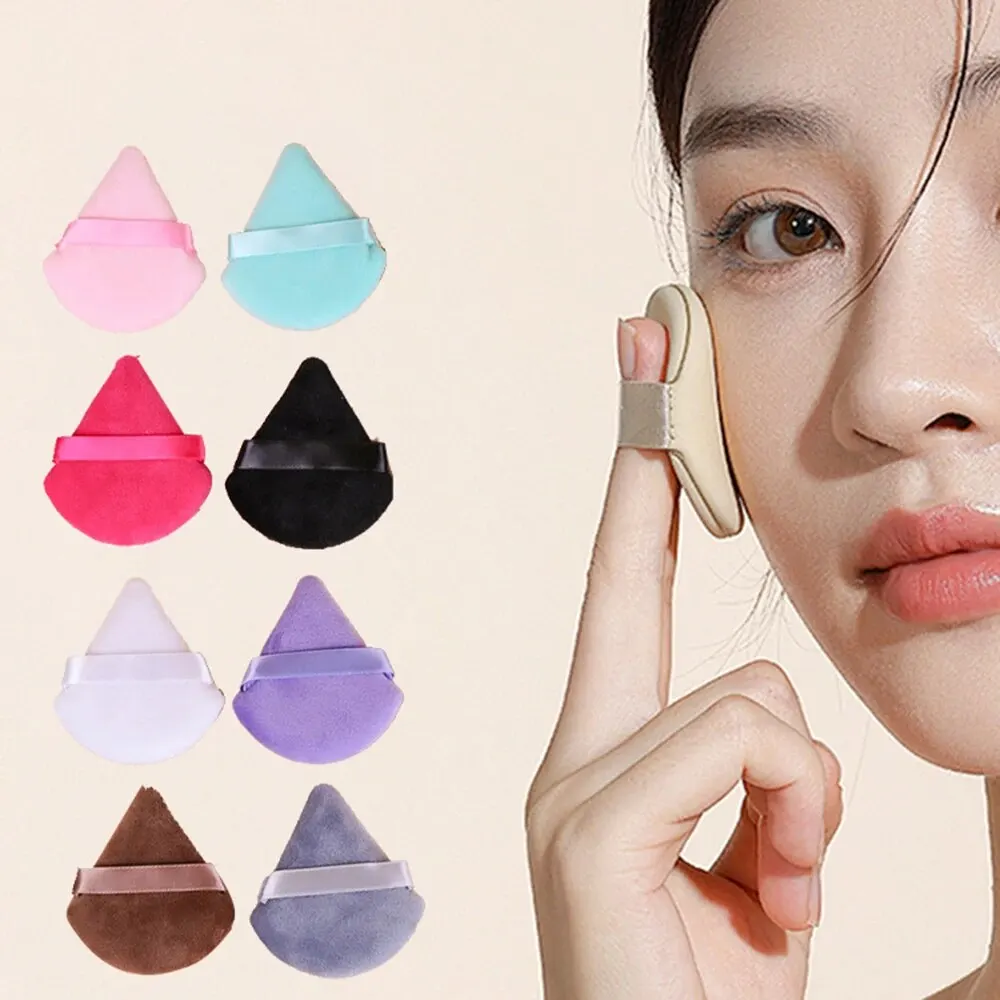 5pcs Soft Triangle Powder Puffs for Loose Powder Mineral Powder Body Powder Velour Cosmetic Foundation Sponges Nude and Black Be