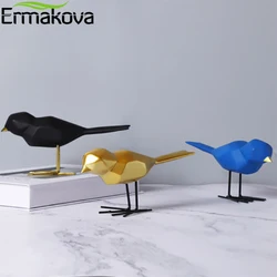 ERMAKOVA Modern Cute Resin Bird Figurine European Ornaments Geometric Origami Animal Statue Home Office Bird Sculpture