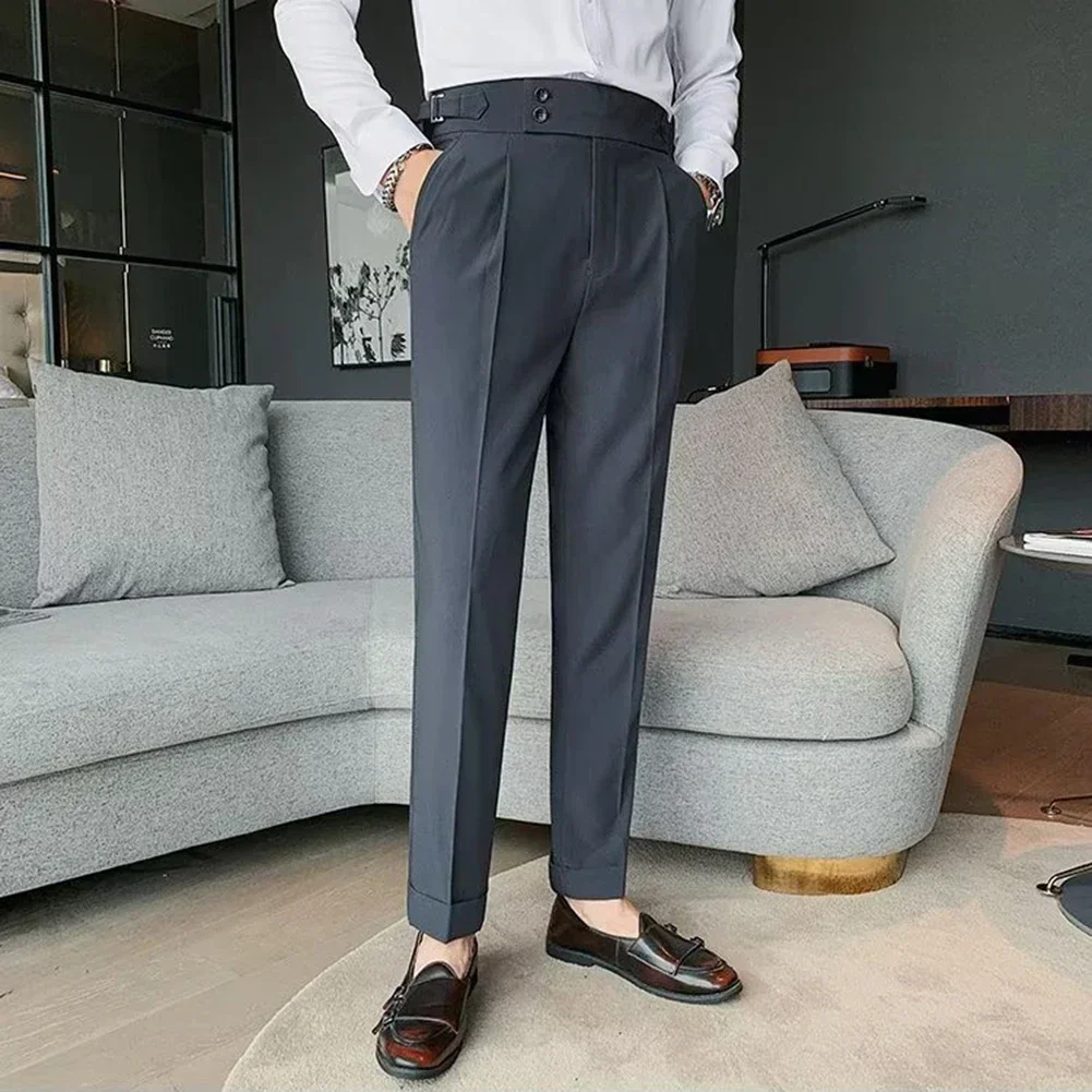 Trousers Suit Pants Slight Stretch Slim Straight 1pcs British Style Polyester S-4XL Autumn Daily Spring Summer