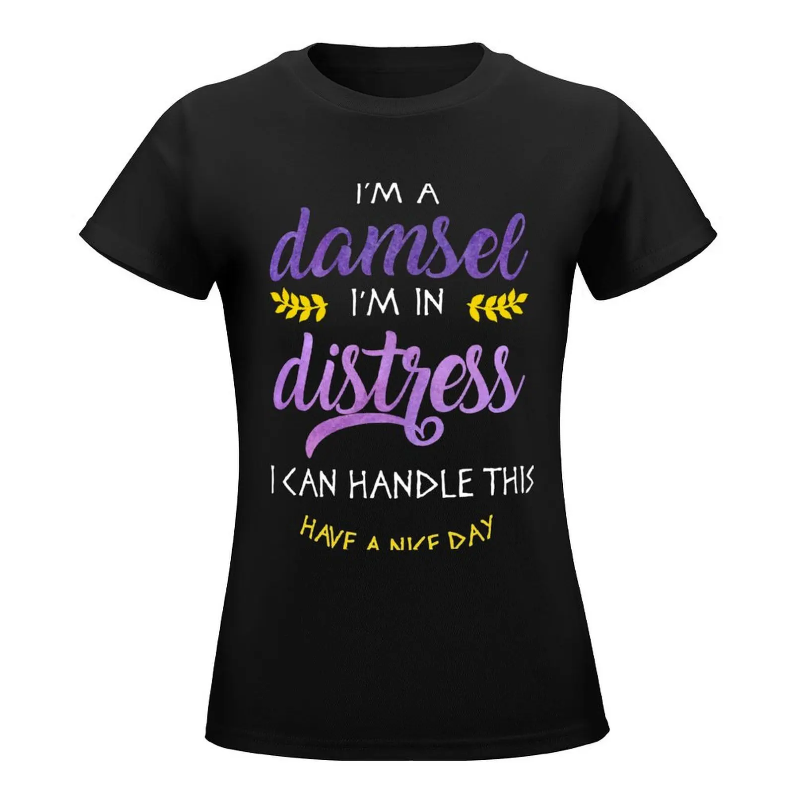 I'm a Damsel (negro) camiseta para mujer, ropa hippie, camisetas de gran tamaño para mujer