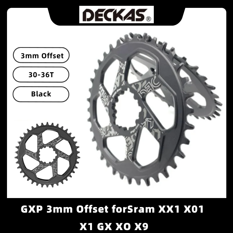 DECKAS ForGXP Bike Chainring 3mm Offset MTB Mountain Cycling 30-38T Narrow Wide Chainwheel ForSram XX1 XO1 X1 GX XO X9