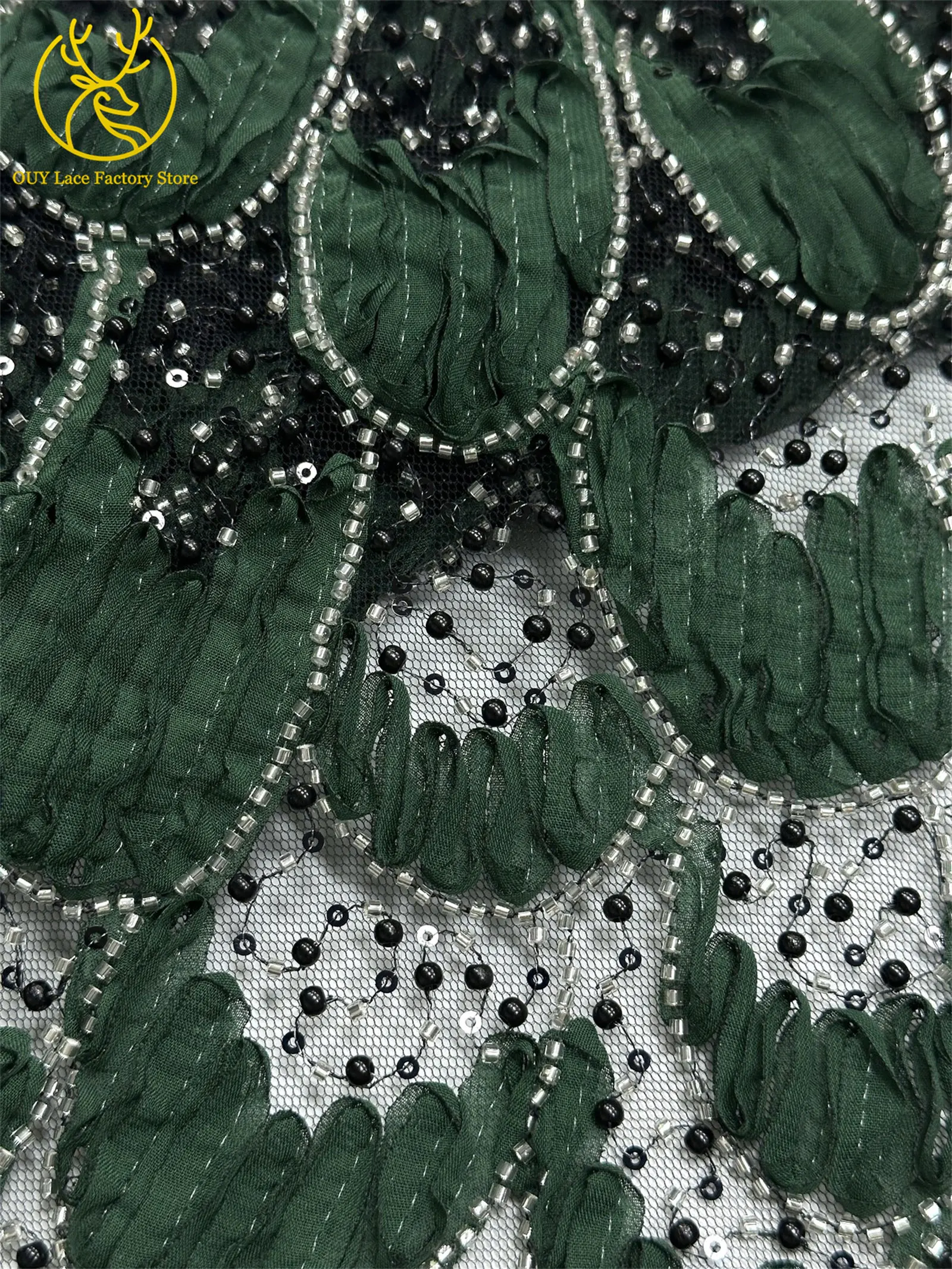 Rosa Modischer Französischer Pailletten-Tüllstoff 2026 Hochwertiger Afrikanischer Perlen-Spitzenstoff Nigerianischer Netzstoff für Hochzeiten – Detail 21