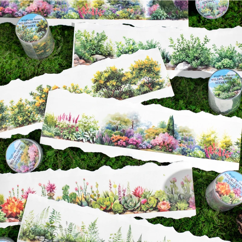 50mm*2m Plant flower landscape PET Tapes Creativity Scrapbooking Hand Account Adhesive hand made Diy Junk Journal Craft Supplies