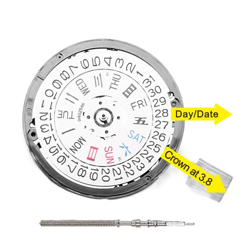 NH36-mecanismo automático para reparación de reloj, dispositivo mecánico con calendario doble de tres puntos para Skx007 MOD, 3 a 3,8, Nh36a