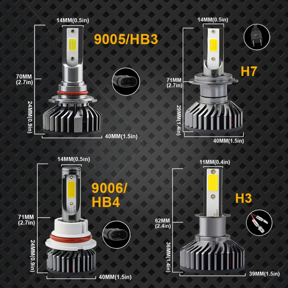 F2 Mini Car LED Headlight H7 Spotlight H4 H11 9005 50W LED Car Headlight