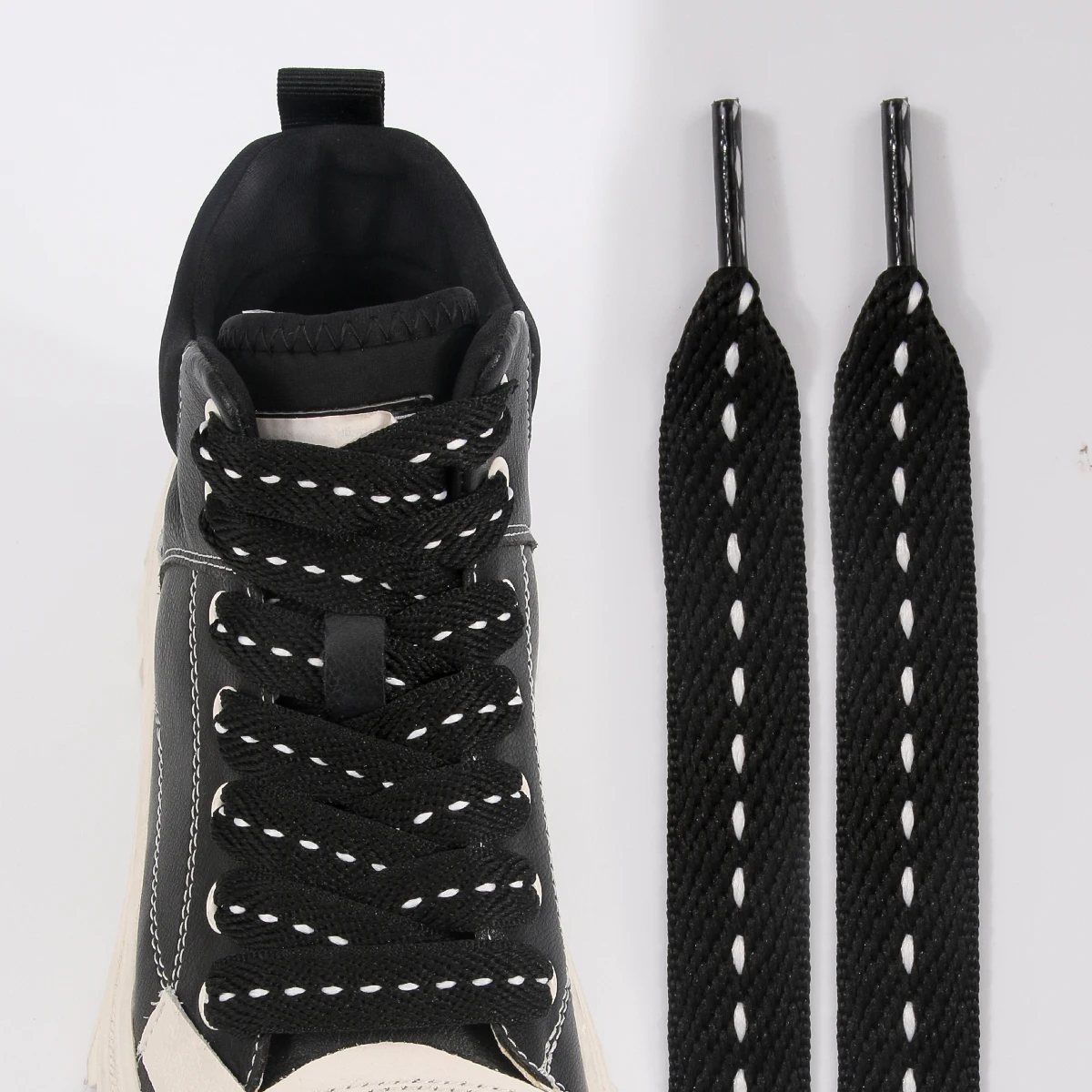 1 Paar gewebte Schnürsenkel mit Wellenmuster, flache Schnürsenkel, 1,5 cm breit, für Sportschuhe, Laufschuhe, Sneaker und Stiefel. – Detail 12