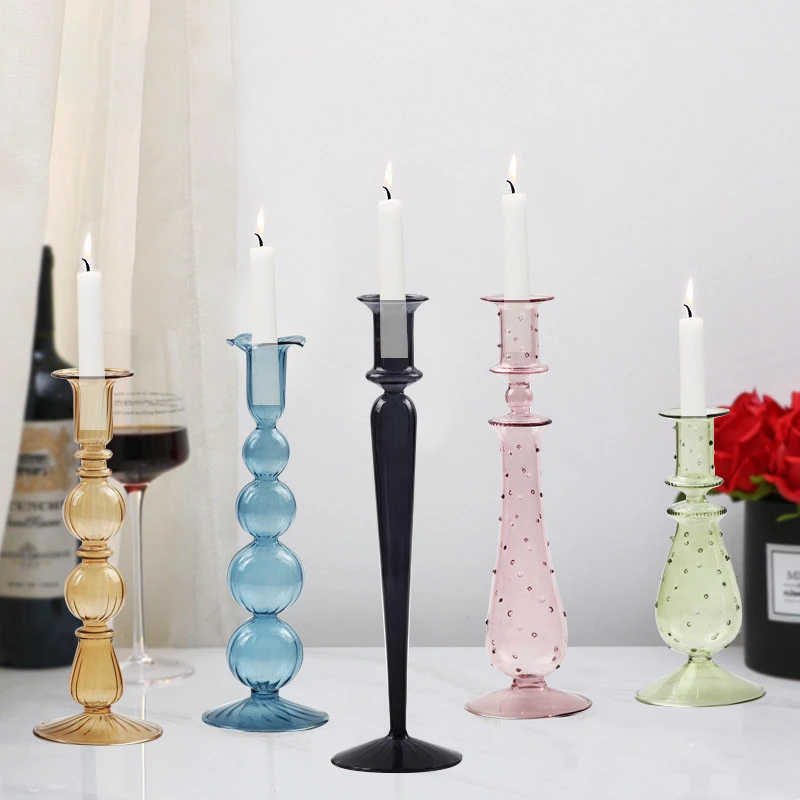 Free Shipping 4pcs/pack Different Design Glass Candle Holder Wedding Prop Home Decoration Family Gatherings Candlelit Dinner