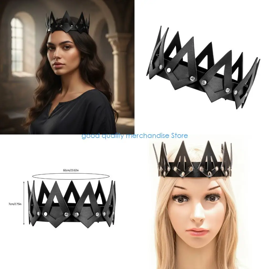 

Y5JD Кожаный ободок для волос с короной для женщин Стильный головной убор для свадебных торжеств