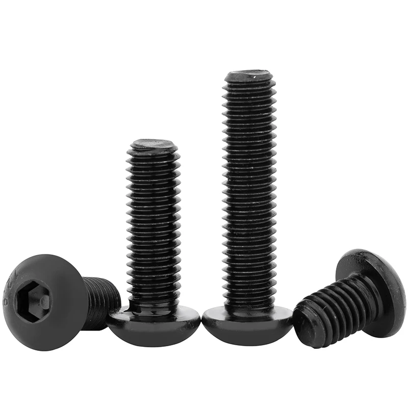 10-100 Uds ISO7380 M1.6 M2 M2.5 M3 M4 M5 negro G10.9 tornillo con cabeza de botón tornillos de perno Allen