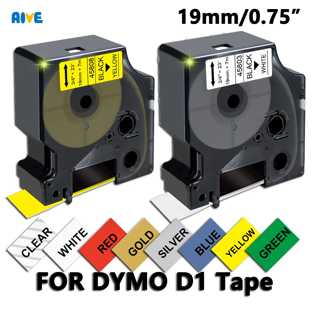 19mm 45803 45807 45810 45811 45812 45813 D1 Labeling Tape Cartridge Compatible Dymo LabelManager LM-280 LM-160 Rhino 4200 6000