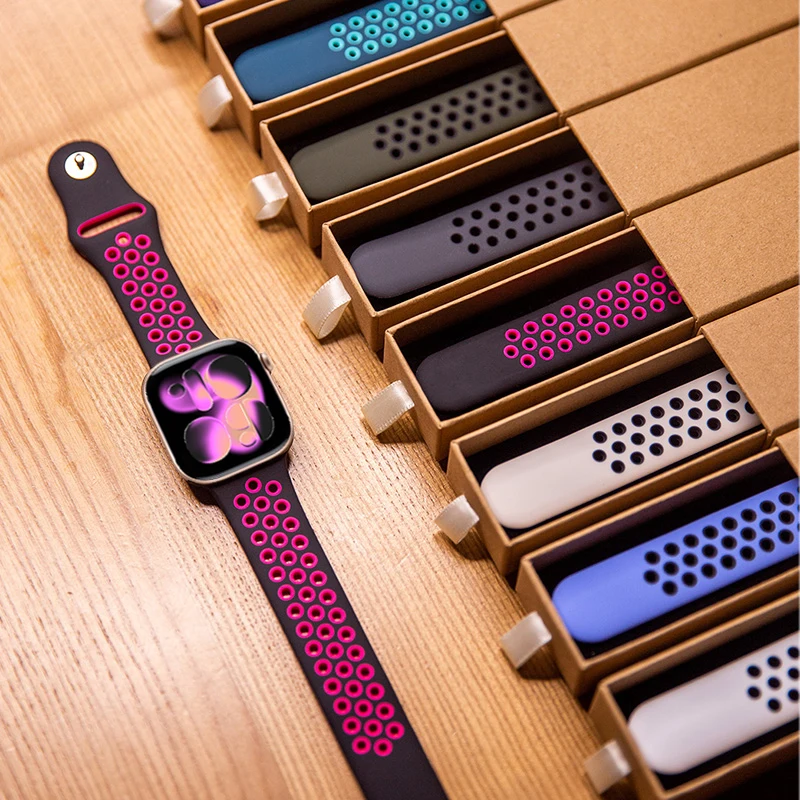 yZ[zOfficial Strap For Apple Watch 11 Bands 44mm 41mm 40mm 45mm 46mm 42mm Silicone bracelet iWatch 10 9 8 7 6 5 SE 3 ultra 3 2 49mm
