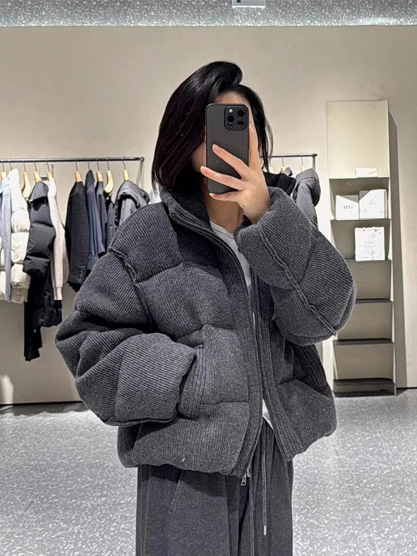 

Ретро-куртка в американском стиле из вельвета и хлопка для женщин, зимняя теплая, с эффектом объемности, премиум-класса, корейский свободный крой