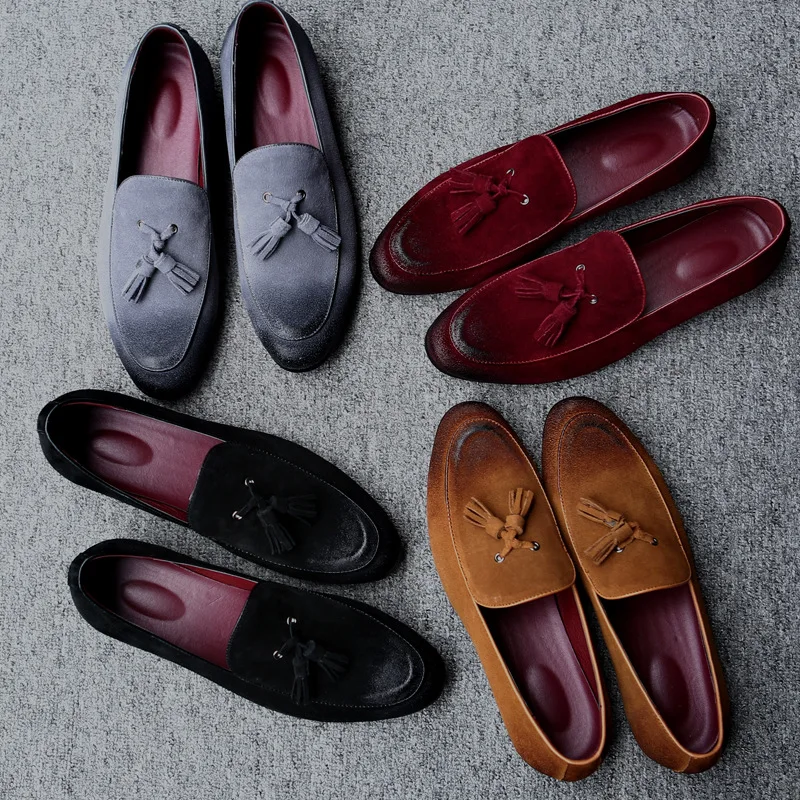 Men Casual Shoes Breathable Leather Loafers Business Office Shoes For Men Driving Moccasins Comfortable Slip On Tassel Shoe