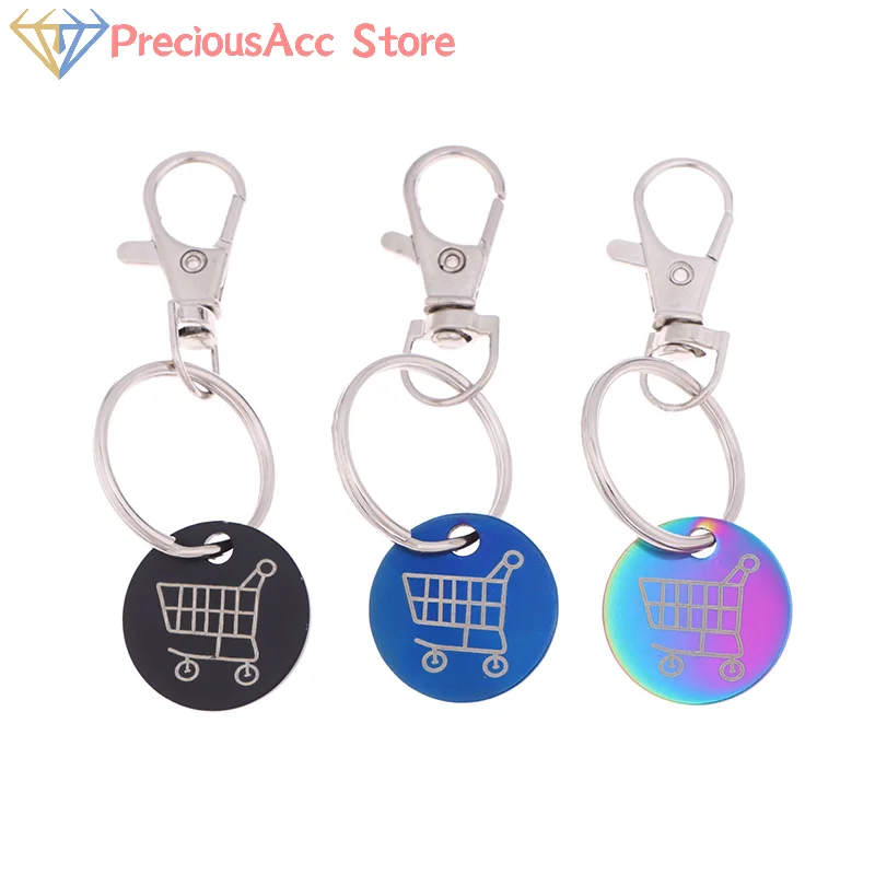 Supermarkt-Einkaufswagen, Token-Schlüsselanhänger mit Karabinerhaken, Mini-Metallwagen-Entferner, Münzetikett, Schlüsselanhänger für Unisex