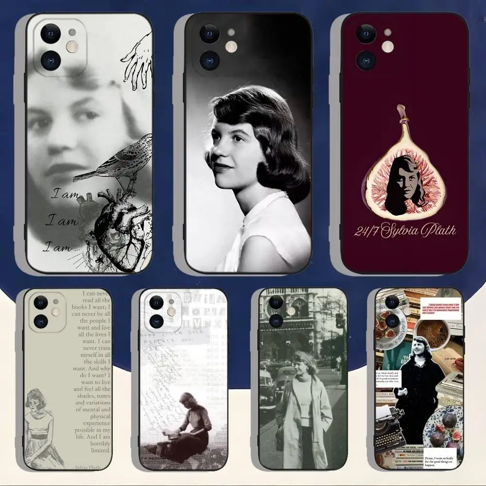 

S-SylviaS Plath Quotes Phone Case For iPhone 16,15,14,13,12,11,Pro,Max,Plus,X,XS,XR,SE,8,7,Mini,Soft Silicone Black Case