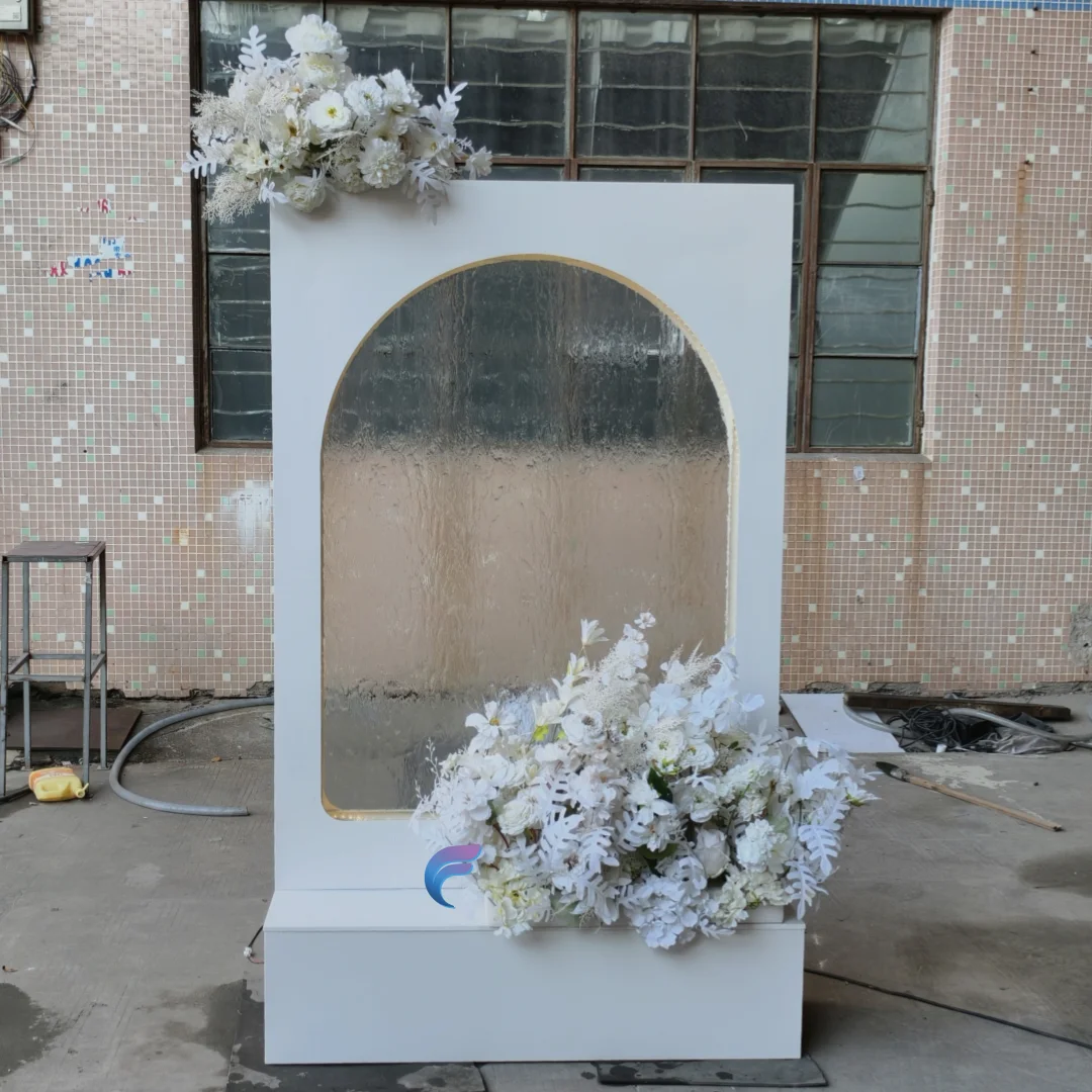

Customization.Modern Stainless Steel Glass Waterfall Fountain Square LED Indoor Wedding Water for Interior Wall Decoration Garde