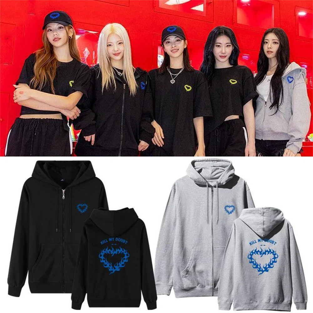 

Same ITZY Kill My Doubt Hoodie Zipper Hoodies Jacket Yeji Yuna Lia Ryujin Chaeryeong Sweatshirt Y2K Coat Women Men Fans Clothes