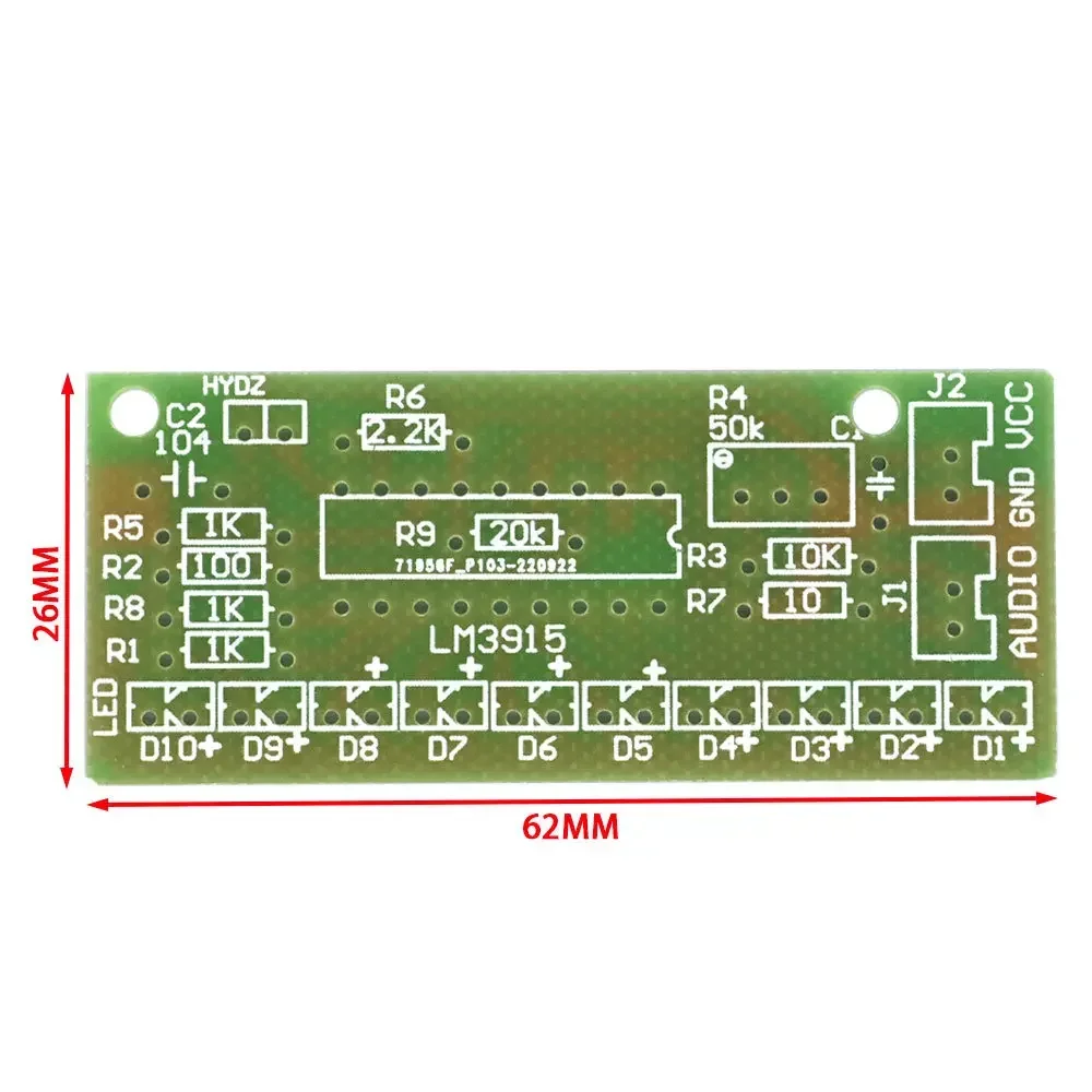 LM3915 DC 9V-12V 10 LED Sound Audio Spectrum Analyzer Level Indicator Kit DIY Electoronics Soldering Practice Set laboratory