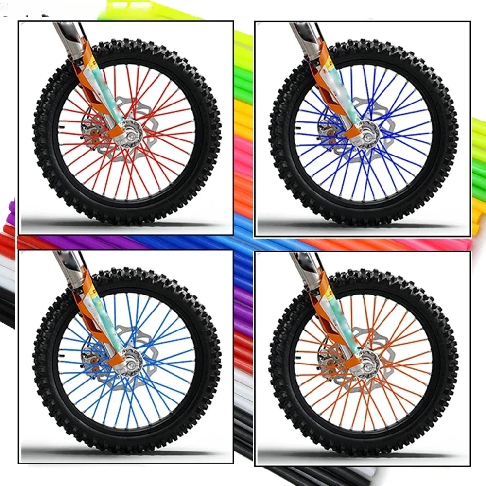 36Pcs Motorcycle Wheel Spoked Protector Wraps Rims Skin Trim Covers Pipe For Motocross Bicycle Bike Cool Accessories 11 Colors