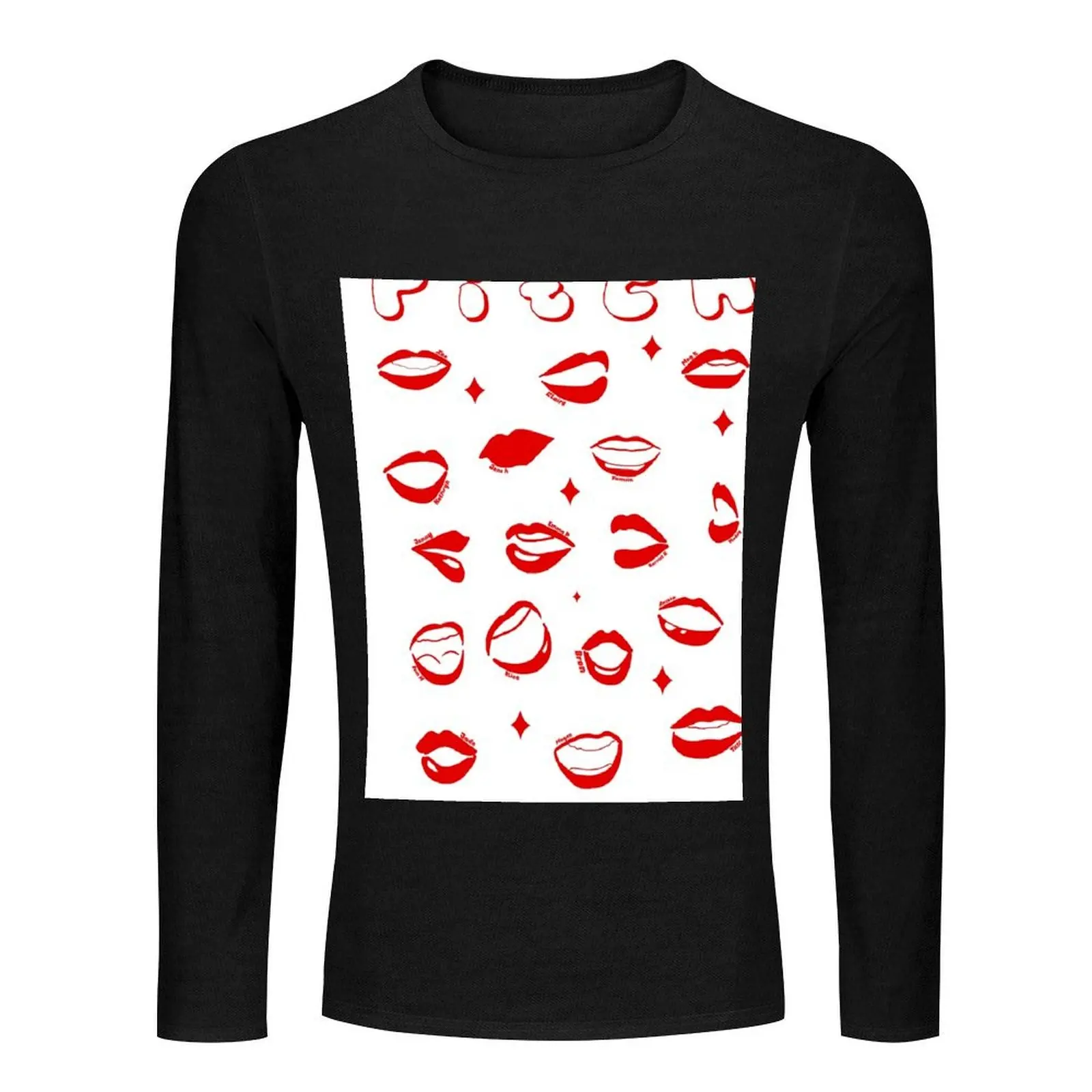 Pitches lips Long T-Shirt shirts graphic tees quick-drying t-shirt blank t shirts workout shirts for men