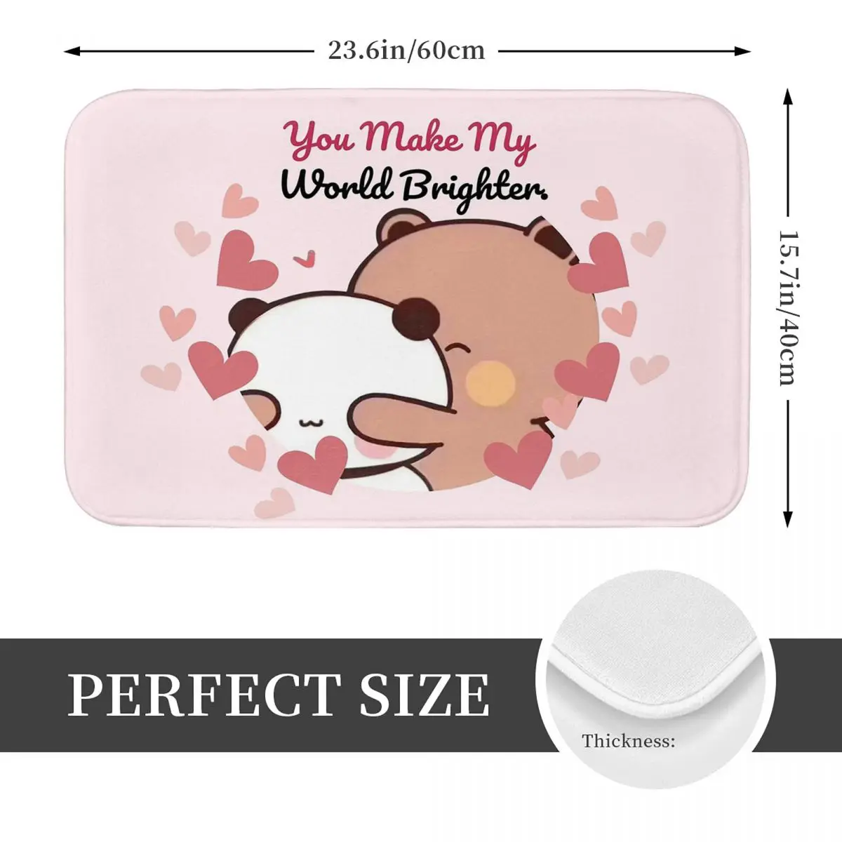 Panda Bear And Brownie True Love Happy Birthday BUBU DUDU Anti-slip Doormat Floor Mat Carpet Rug for Home Bedroom Footpad Mats