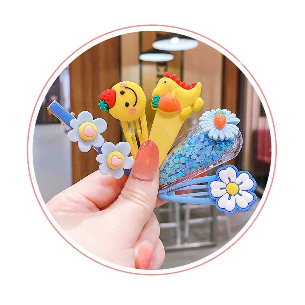 2023 new fashion children\'s silicone hairpin hairpin new Bao Bao cute broken hair clip everything princess rainbow flower headdr