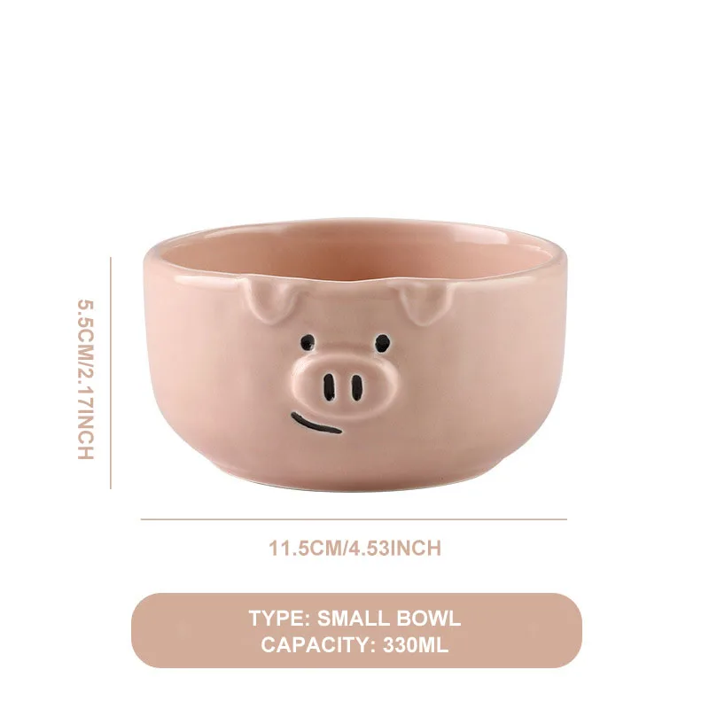 TingKe Korean cute girl ceramic tableware Japanese cartoon pink pig bowl plate saucer cup Nordic home breakfast plate salad bowl