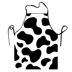 1PC Cow Pattern Apron Creative Stylish Kawaii Black White Cow Print Apron Cartoon Cooking Bib Apron Kitchen Household Apron