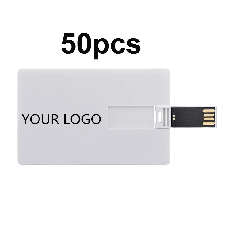 

50 шт. USB-флеш-накопитель для кредитных карт 1 ГБ 2 ГБ памяти 4 ГБ 8 ГБ 16 ГБ 32 ГБ 64 ГБ USB 2.0 Pen Drive 128 МБ на заказ для подарка USB-диск