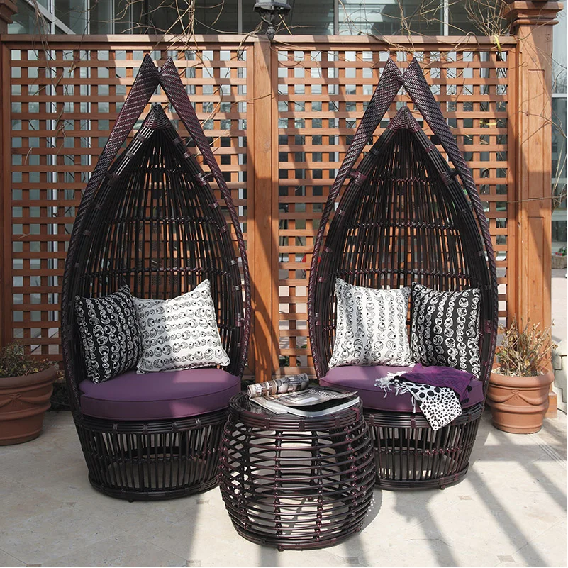 Outdoor Rattan Sofa Designer Courtyard Garden Creative Rattan Chair Swimming Pool Outdoor Balcony Lying Bed