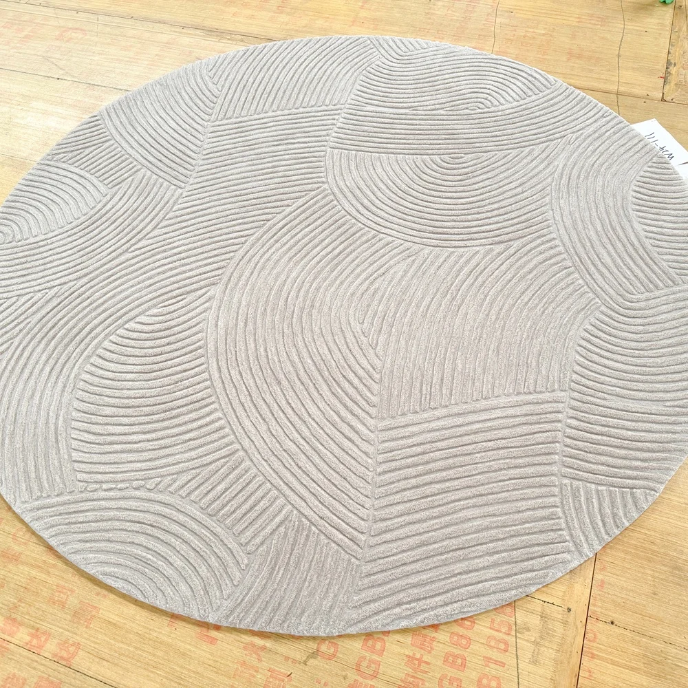 

Customization Handmade Tencel Rug Round Tufted Solid Modern Artisan Craft Carpets for Unique Interior