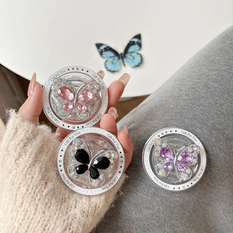 

Rhinestone Phone Airbag Bracket Magnetic Suction Retractable Disassembly Stable Desktop Holder Watching Drama Chasing Kickstand