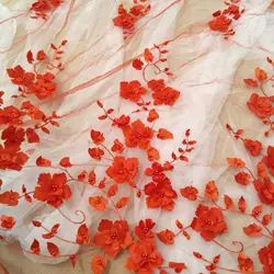 14 colors handmade flower beading gown dress lace fabric 3D lace fabric 130cm width sell by yard