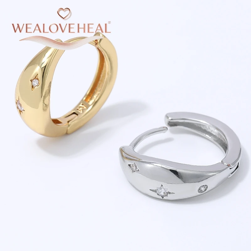 18K vergoldete Messing-Ohrringe im französischen Vintage-Stil mit Wassertropfen-Design für Damen, 8-zackiger Stern aus Zirkonia, für den täglichen Gebrauch, Partygeschenk – Detail 18