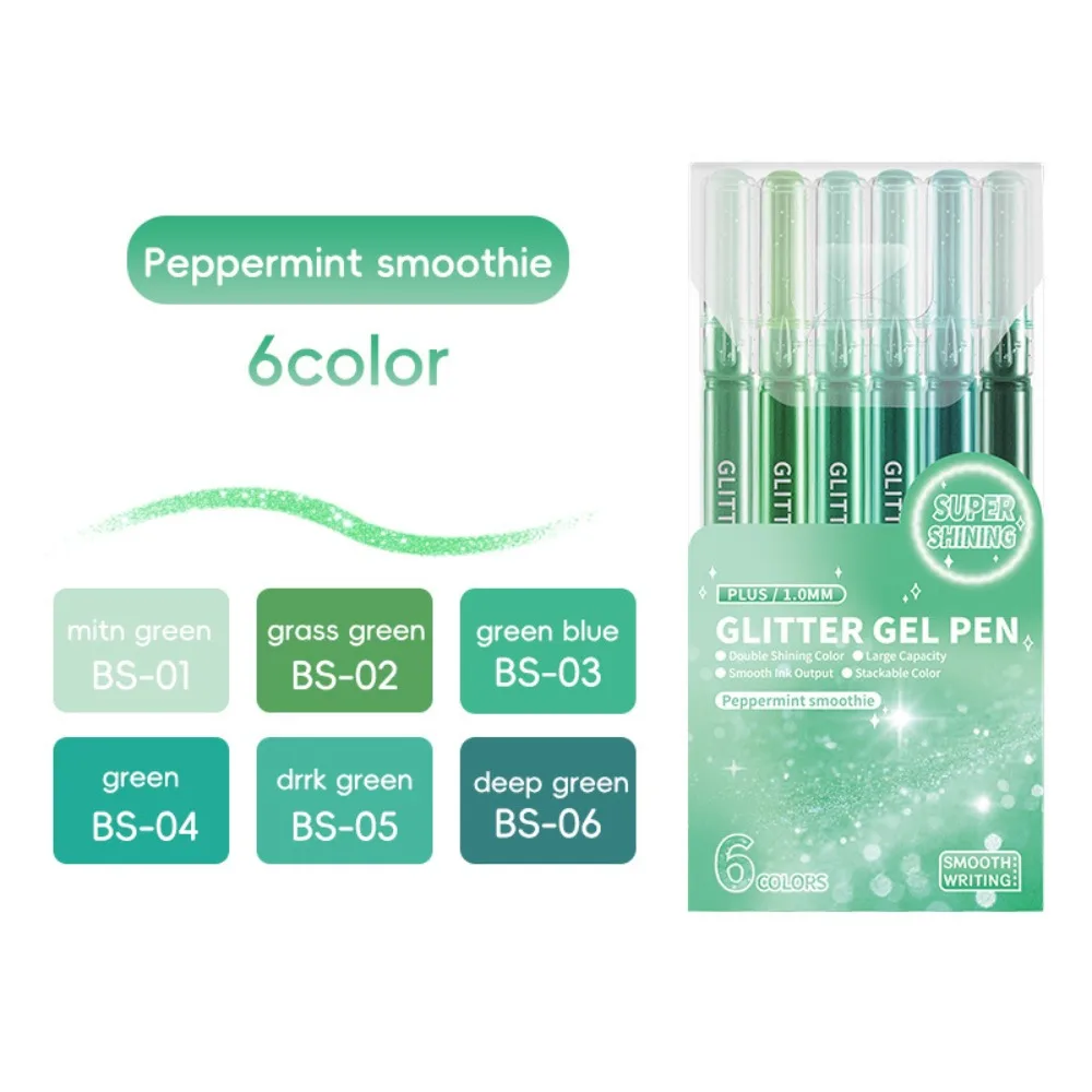 

New 6 Colors Glitter Effects Gel Pen 1.0mm DIY Handbook Pen Painting Graffiti Journaling Pens School Office