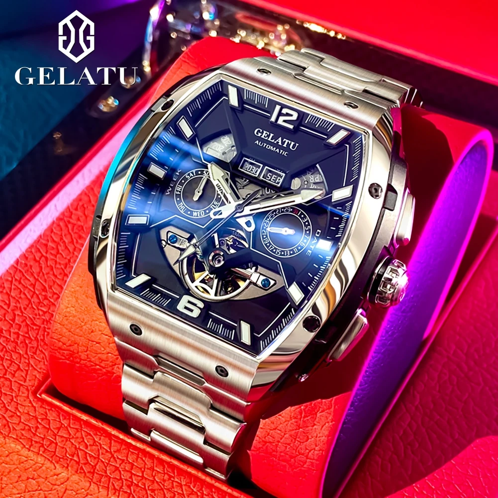 GELATU 6013 Multi functional Dial Automatic Men's Watch Date Fashion Mechanical Men's Wristwatch