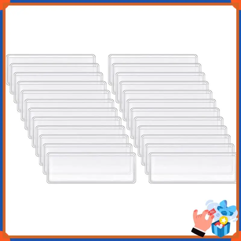 

Compact 100Pcs Self Adhesive Label Holder Shelf Tag 3 X 1 Inch Sticking Index Card Pocket Clear Plastic Shelf Tag