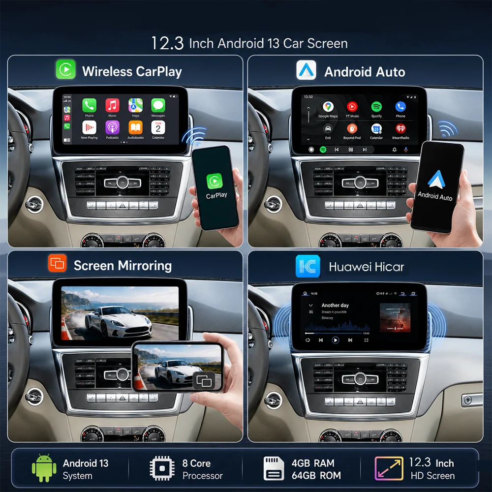 For 2013-2015 Mercedes GLK Class  NTG4.5 12.3 Inch Android 13 Car Navigation , Round Air Outlet Version, IPS Touch Screen,GPS