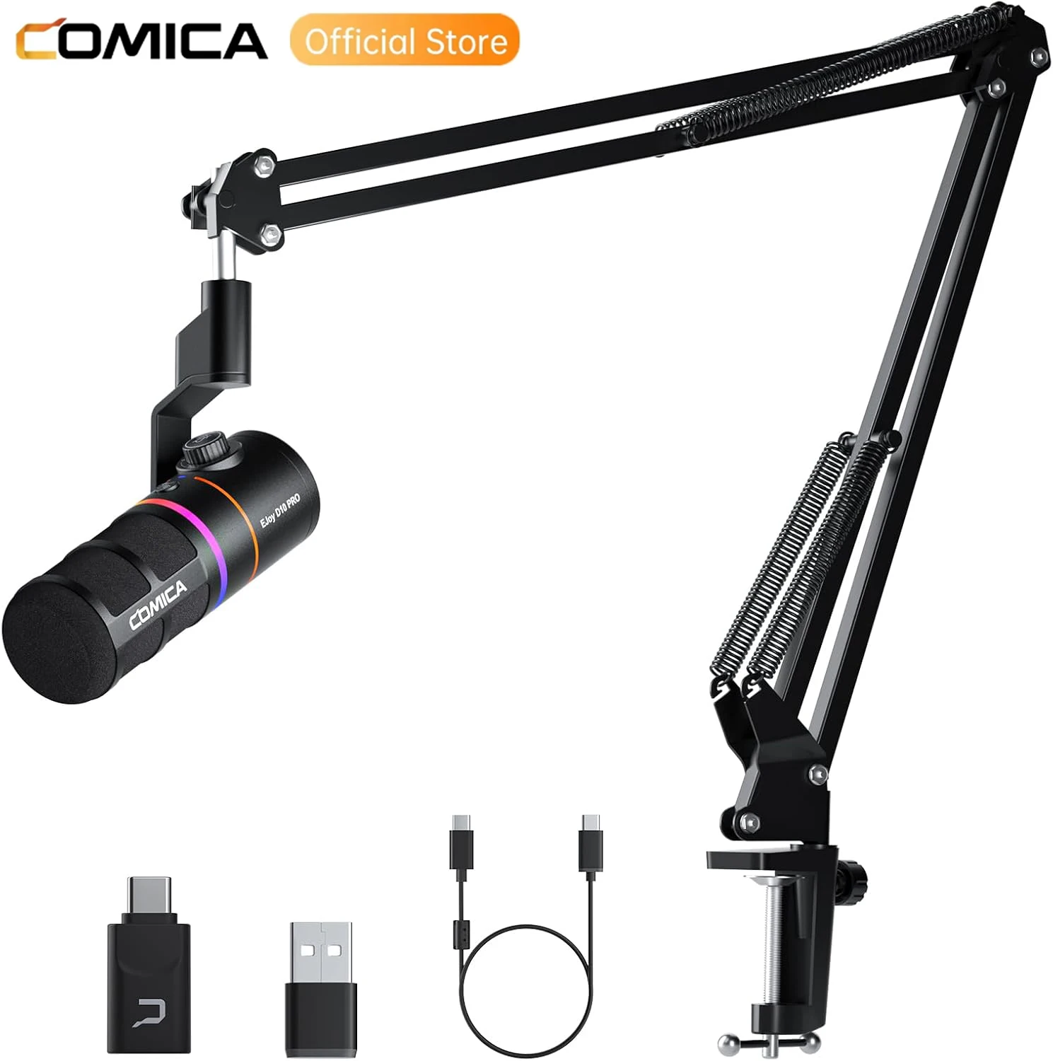 

COMICA D10 PRO RGB Cardioid USB/XLR Dynamic Wireless Microphone Gaming Mic Voice Noise Reduction for Streaming Interview Podcast