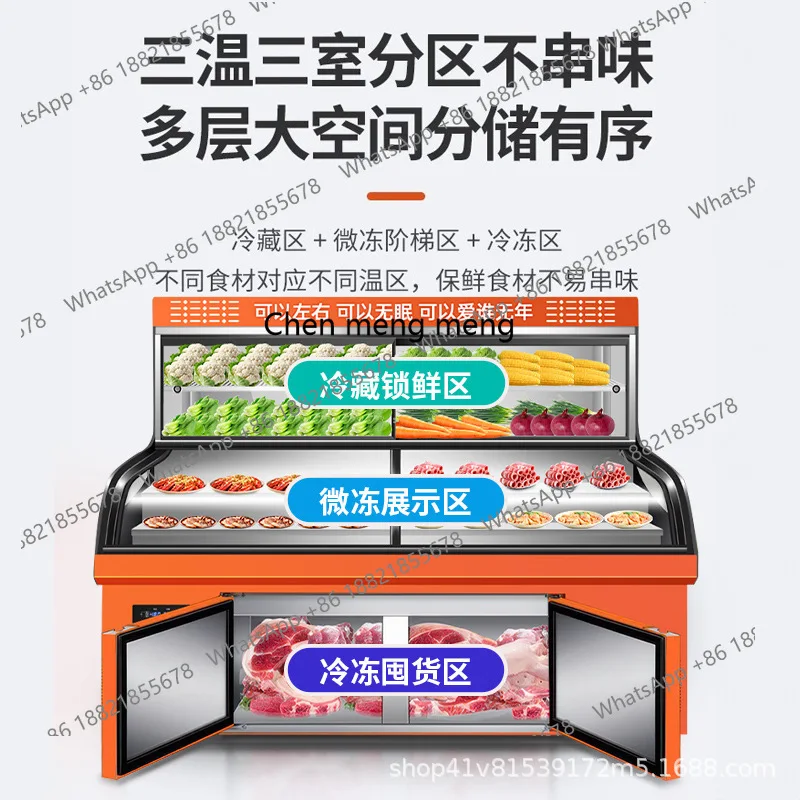 فريزر سلم ثلاثي الحرارة، وفريزر المأكولات البحرية، وخيط تجاري، وخزانة حفظ طازجة مجمدة